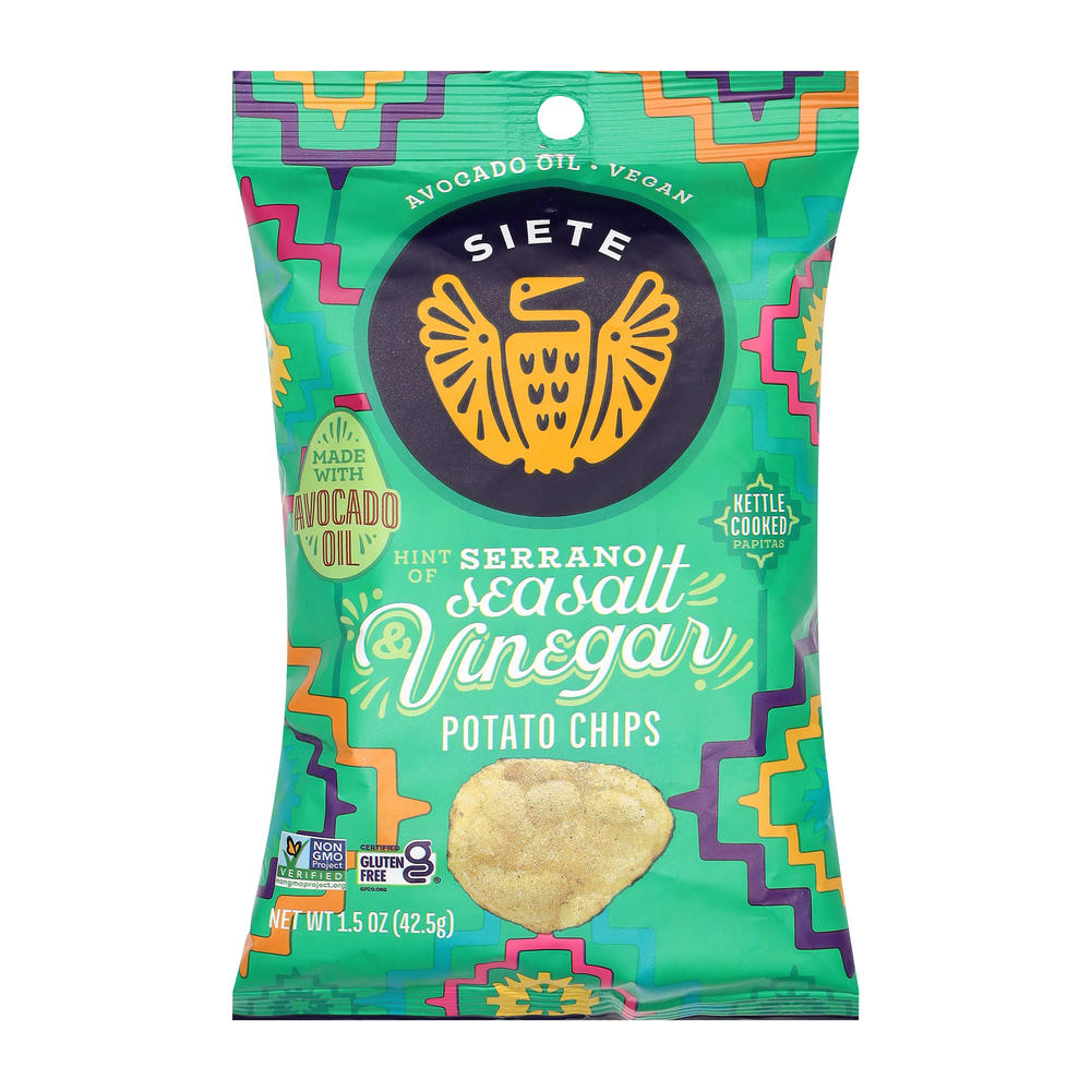 Siete Kettle Cooked Potato Chips - Serrano Sea Salt Vinegar, 1.5 oz