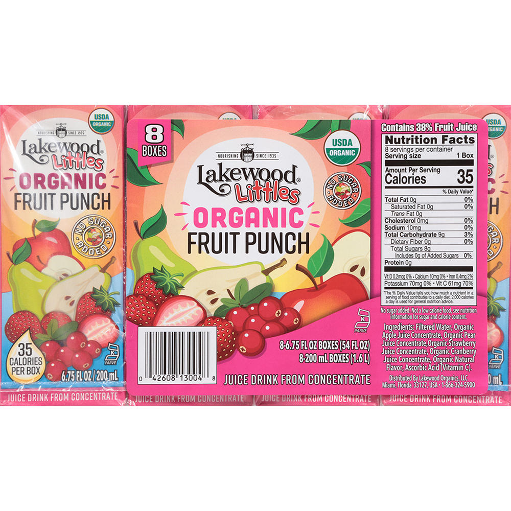Lakewood Littles Organic Fruit Punch 8 pk Boxes, 6.75 oz