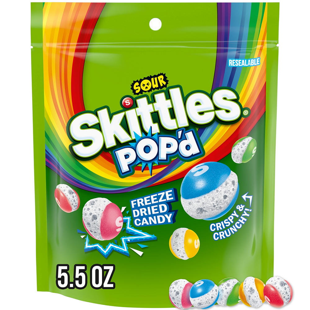 Skittles POP'd Sour Freeze Dried Candy, 5.5 oz