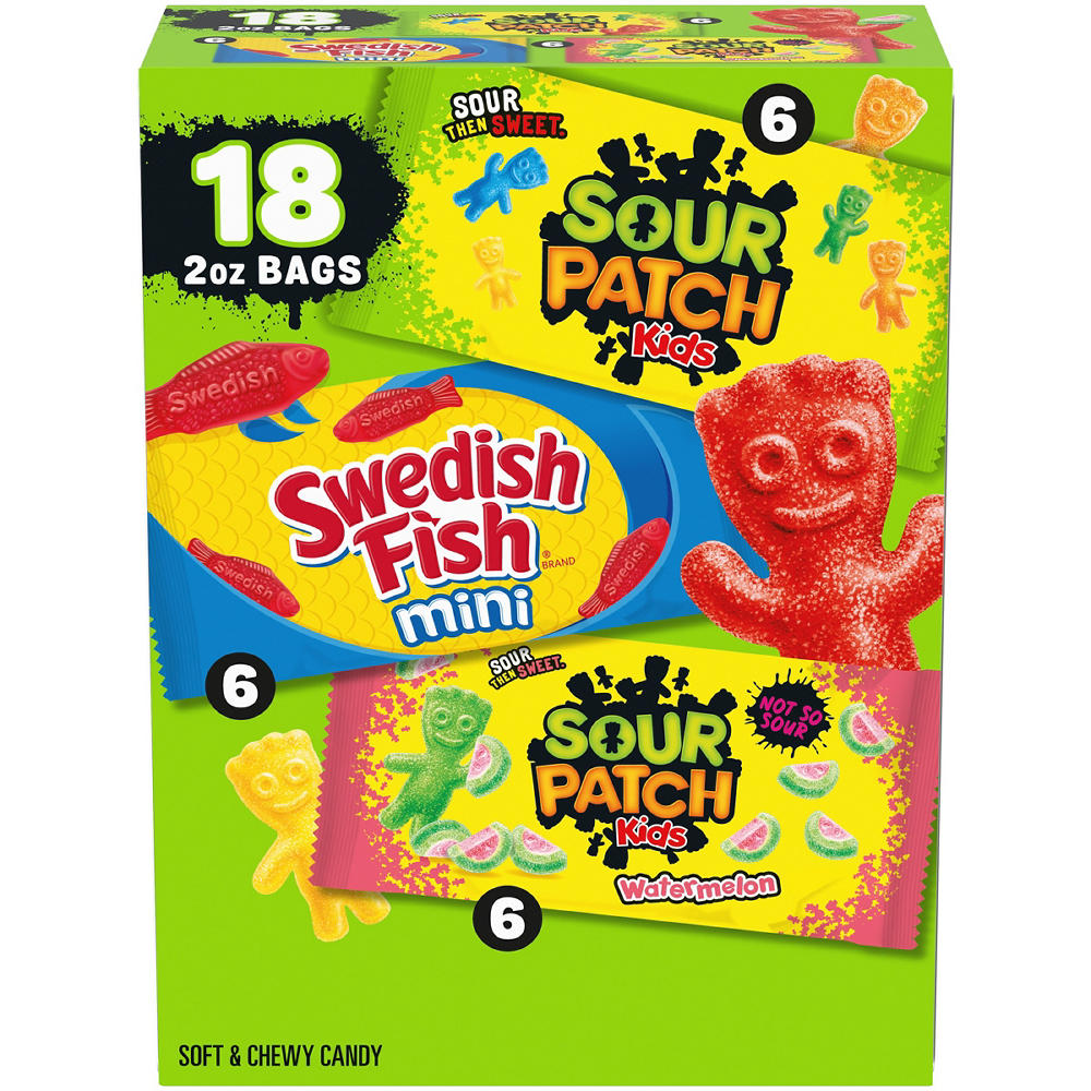 Sour Patch Kids & Swedish Fish Soft & Chewy Candy - Variety Pack, 18 pk