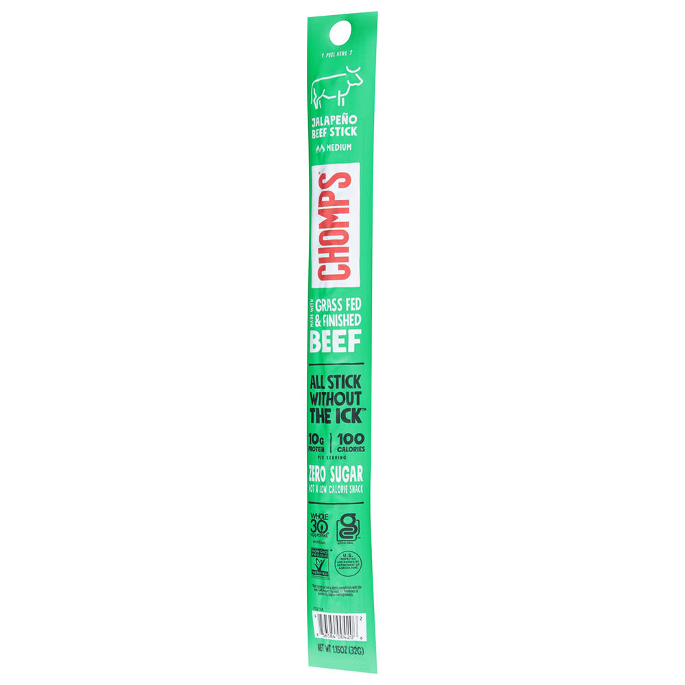 Chomps 10g Protein Jalapeño Beef Jerky Meat Stick, 1.15 oz