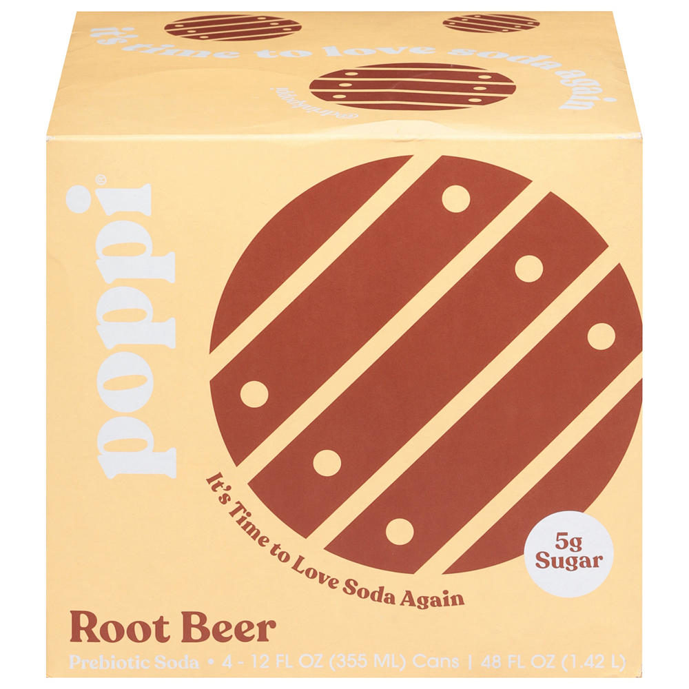 poppi Prebiotic Soda 4 pk Cans - Root Beer, 12 oz