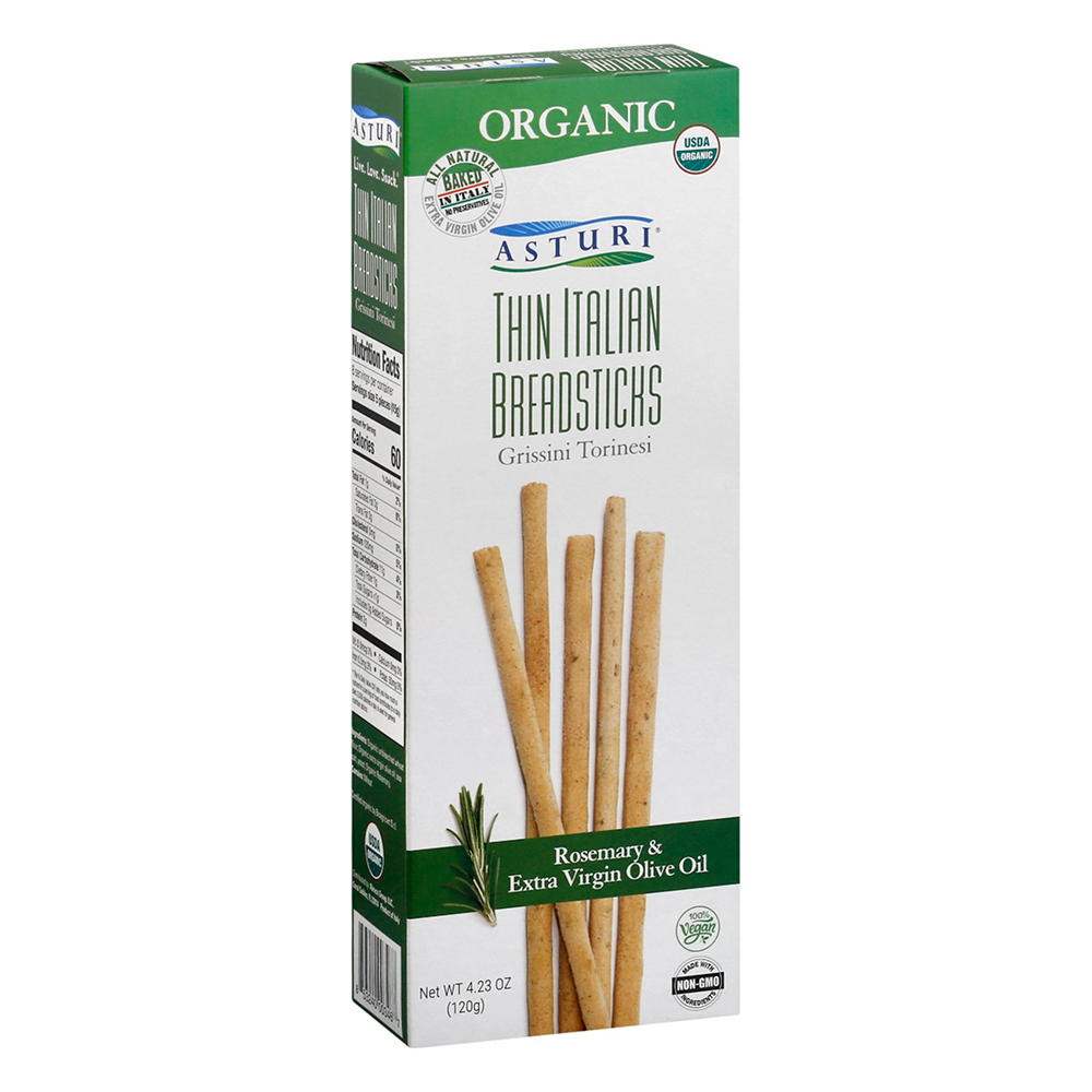 Asturi Thin  Italian Breadsticks - Rosemary & Extra Virgin Olive Oil, 4.23 oz