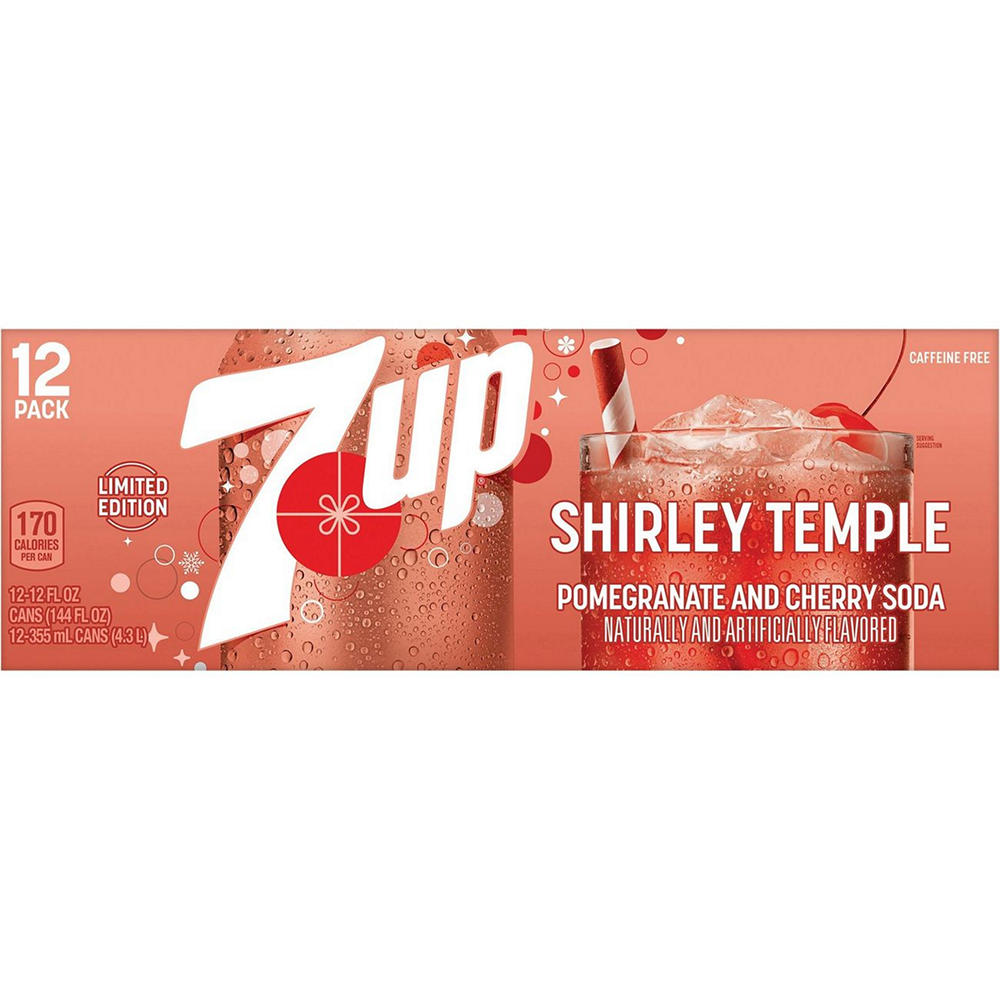 7UP Shirley Temple Pomegranate & Cherry Soda 12 pk Cans, 12 oz