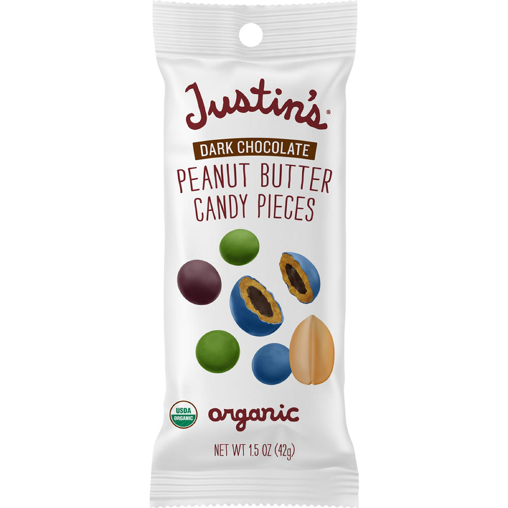 Justin's Organic Dark Chocolate Peanut Butter Candy Pieces, 1.5 oz