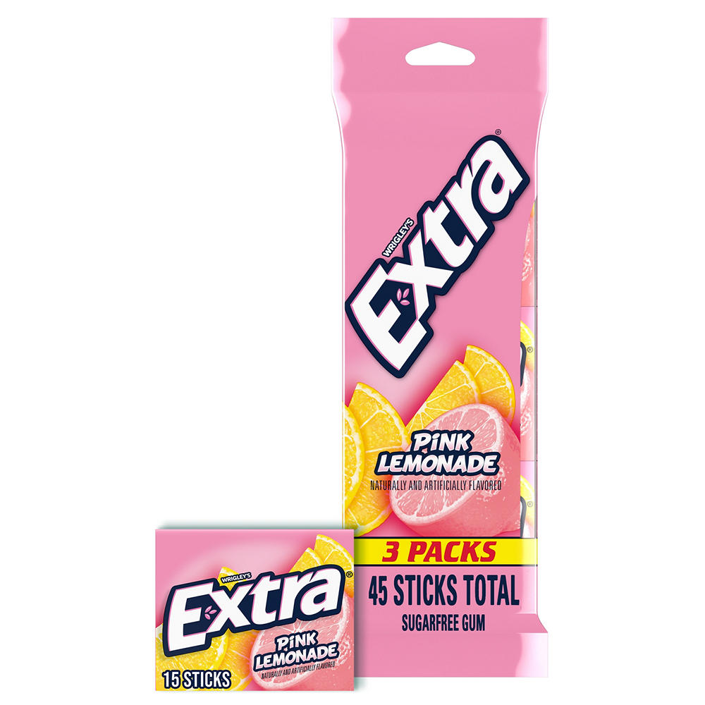 Extra Pink Lemonade Sugar Free Chewing Gum, 3 pk, 45 pc