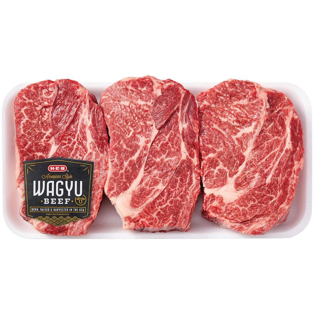 H-E-B American Style Wagyu Beef Chuck Eye Steak - Thick Cut, Avg. 1.1 lbs