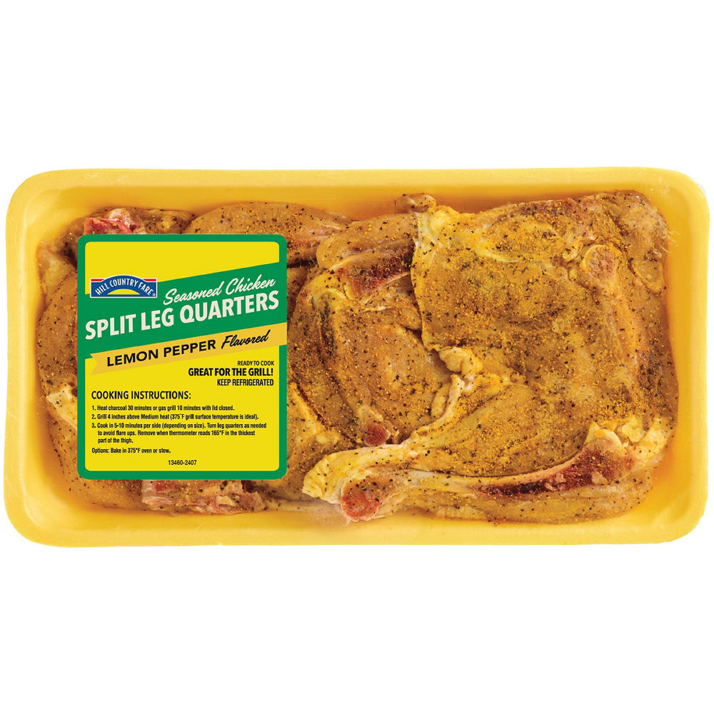Hill Country Fare Seasoned Lemon Pepper Flavored Split Chicken Leg Quarters, Avg. 3.6 lbs