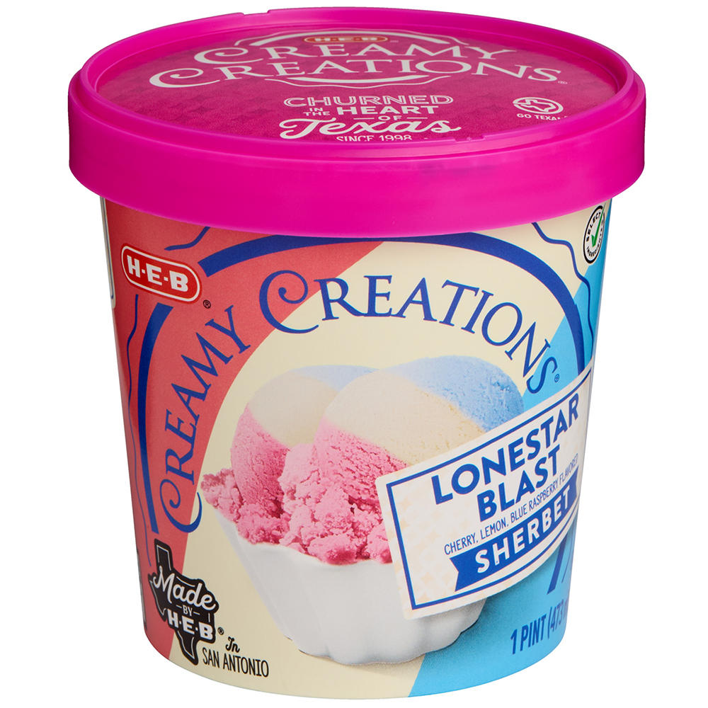 H-E-B Creamy Creations Lonestar Blast Sherbet, 1 pt