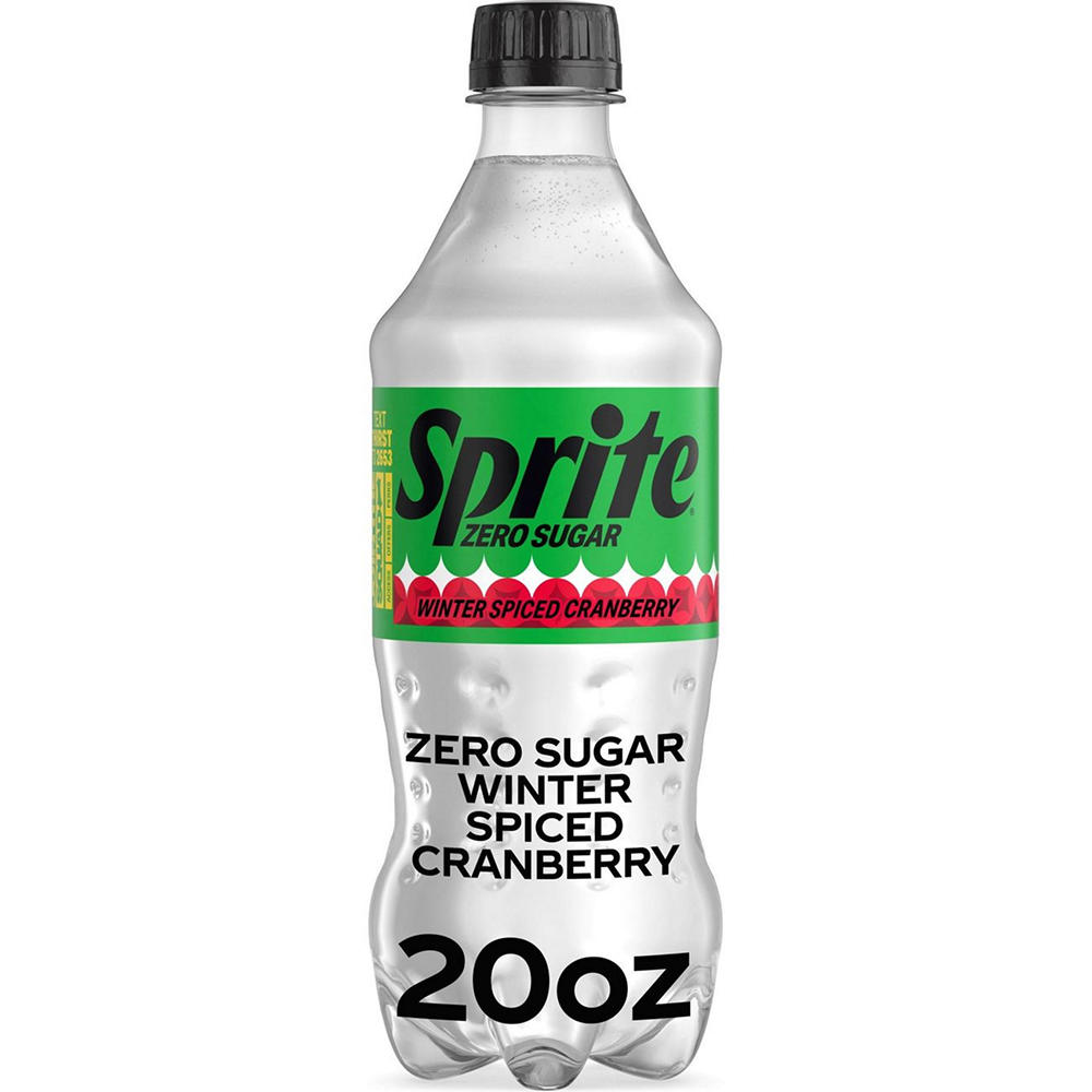 Sprite Zero Sugar Winter Spiced Cranberry Caffeine Free Soda Soft Drink, 20 oz