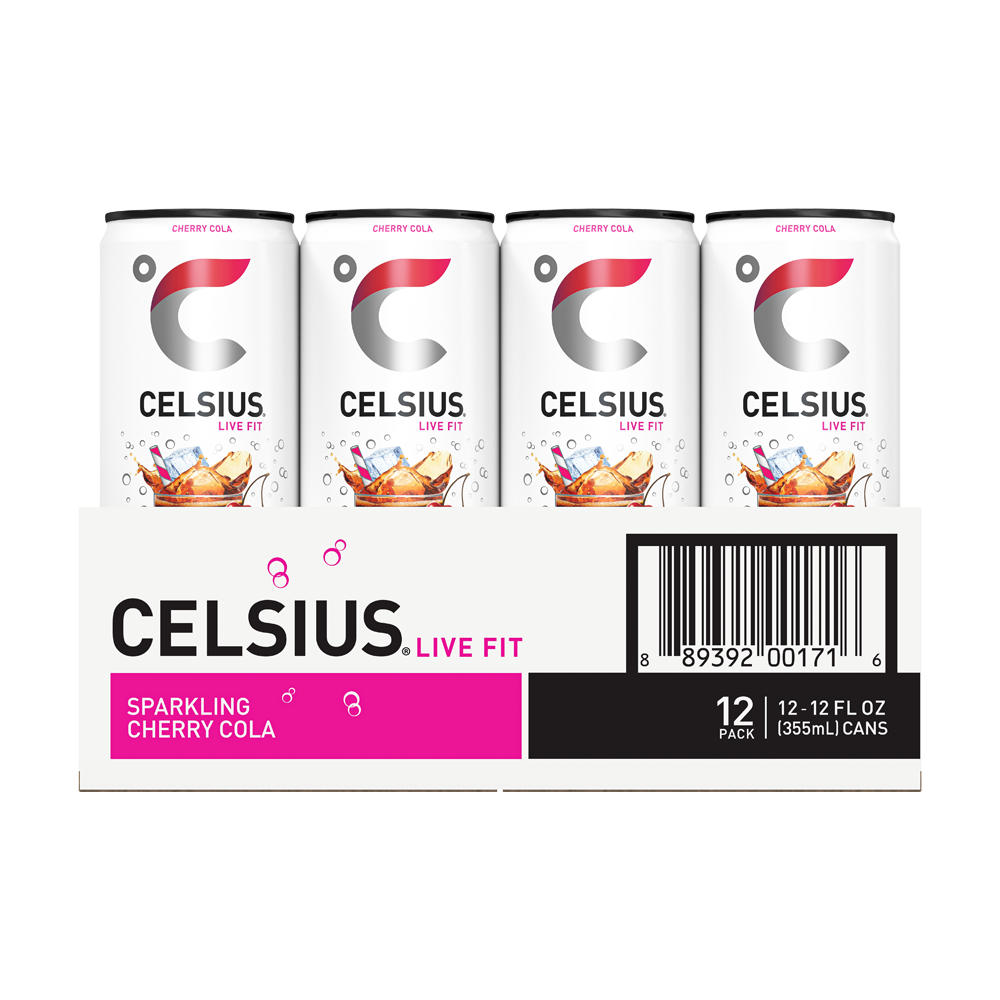 Celsius Sparkling Cherry Cola 12 Pack Cans, 12 oz
