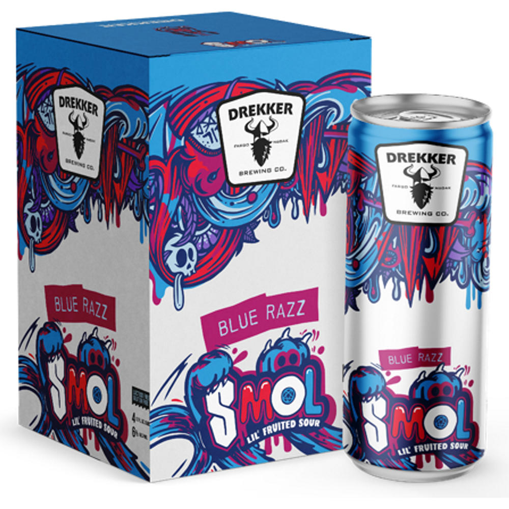 Drekker Brewing SMOL Blue Razz Fruited Sour Craft Beer 4 pk Cans, 12 oz