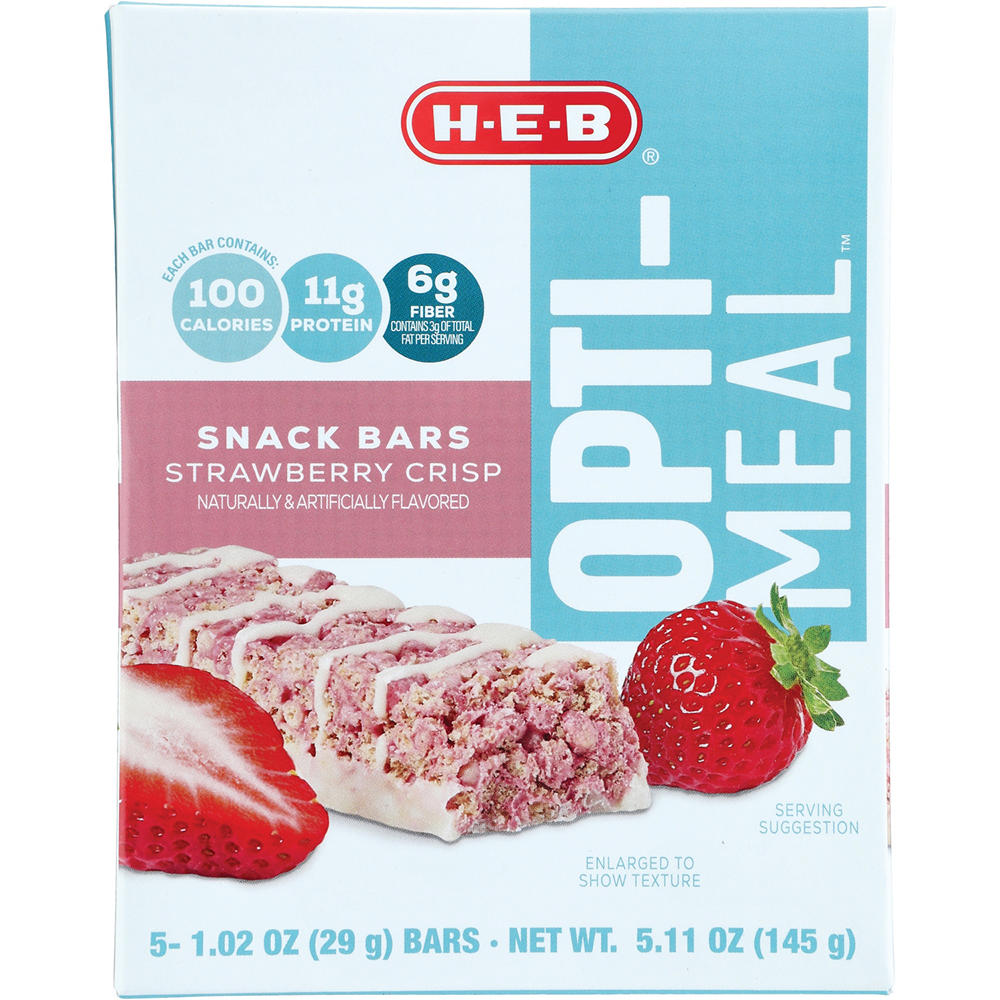 H-E-B OPTI-MEAL 11g Protein Snack Bars - Strawberry Crisp, 5 ct
