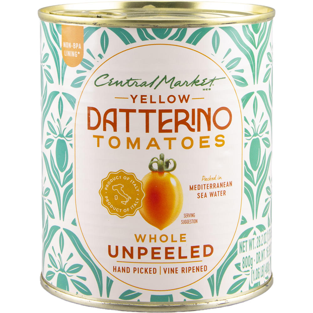 Central Market Whole Unpeeled Yellow Datterino Tomatoes in Sea Water, 28.2 oz