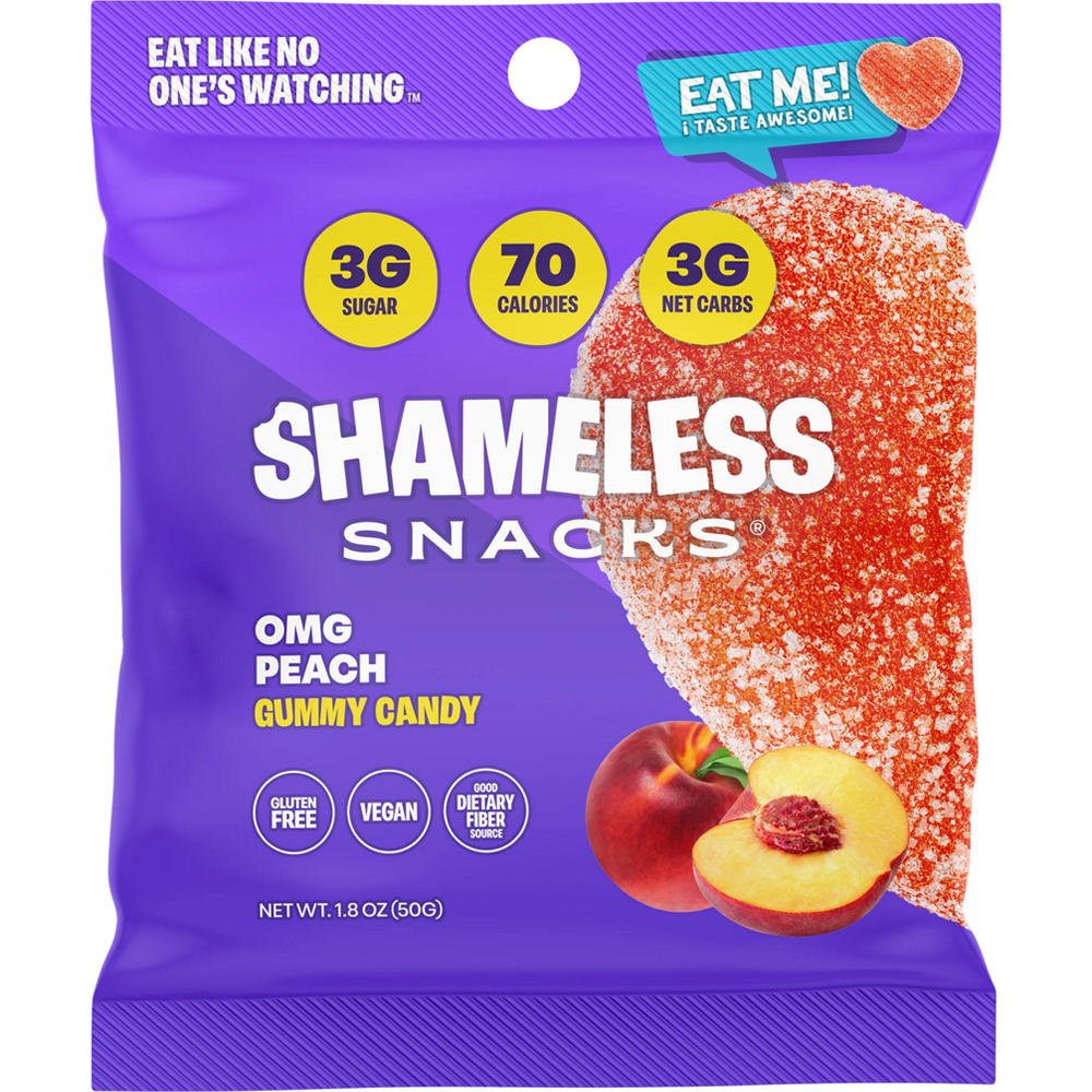 Shameless Snacks OMG Peach Gummy Candy, 1.8 oz