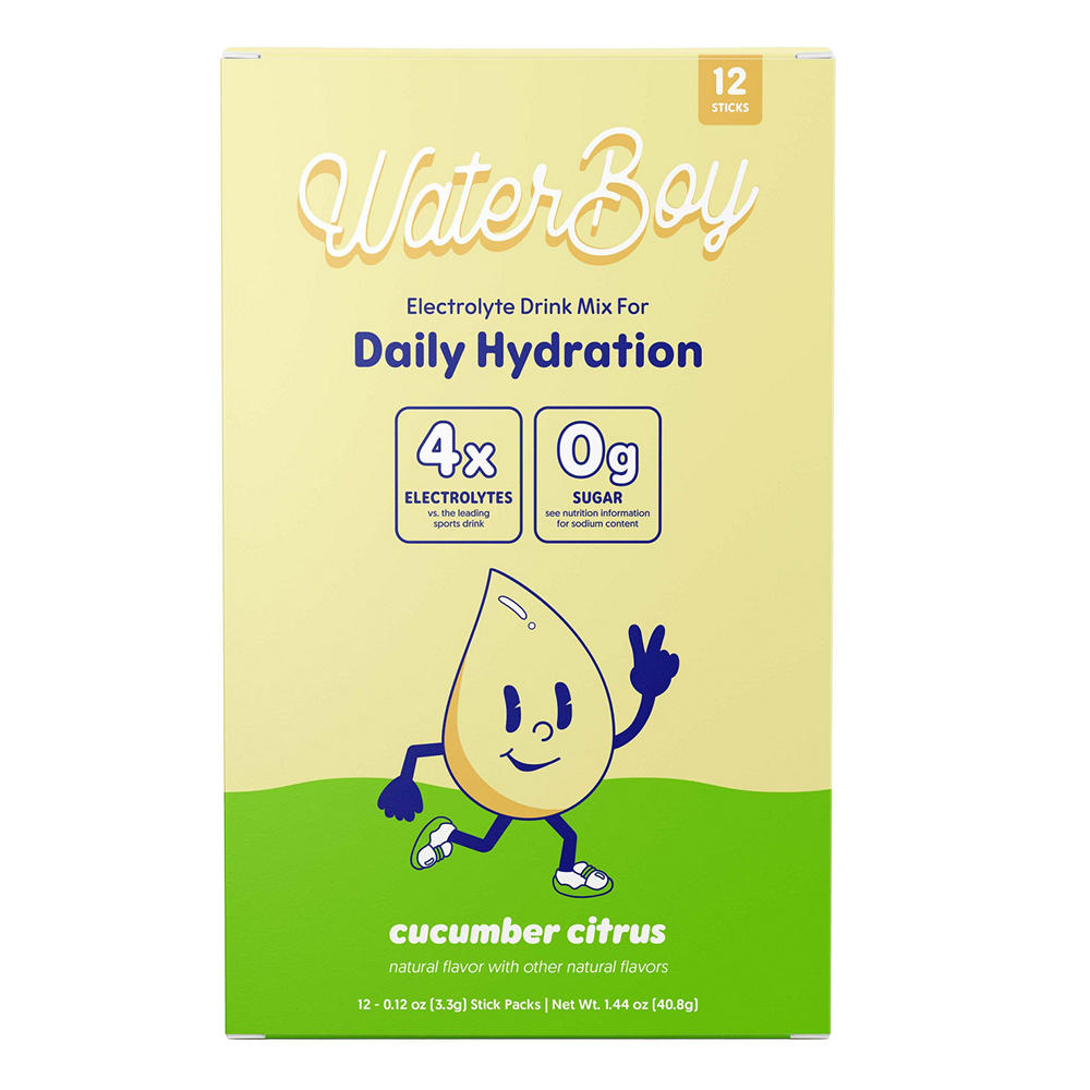 Waterboy Daily Hydration Electrolyte Drink Mix Packets - Cucumber Citrus, 12 ct