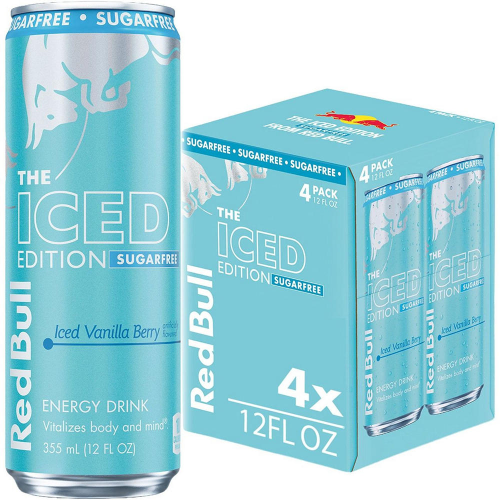 Red Bull Sugar Free Iced Edition Iced Vanilla Berry Energy Drink 4 pk Cans, 12 oz
