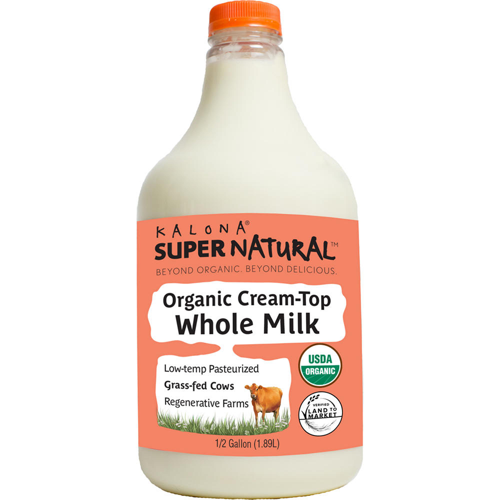 Kalona Supernatural Organic Cream Top Whole Milk, 1/2 gal