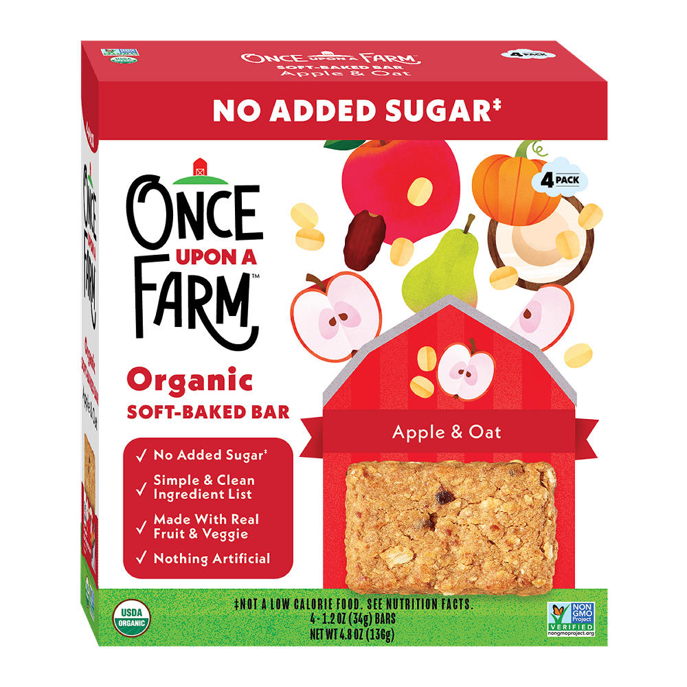 Once Upon A Farm Organic Soft Baked Bar - Apple & Oat, 4 ct
