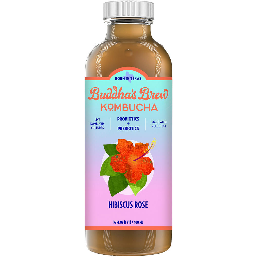 Buddha's Brew Kombucha - Hibiscus Rose, 16 oz