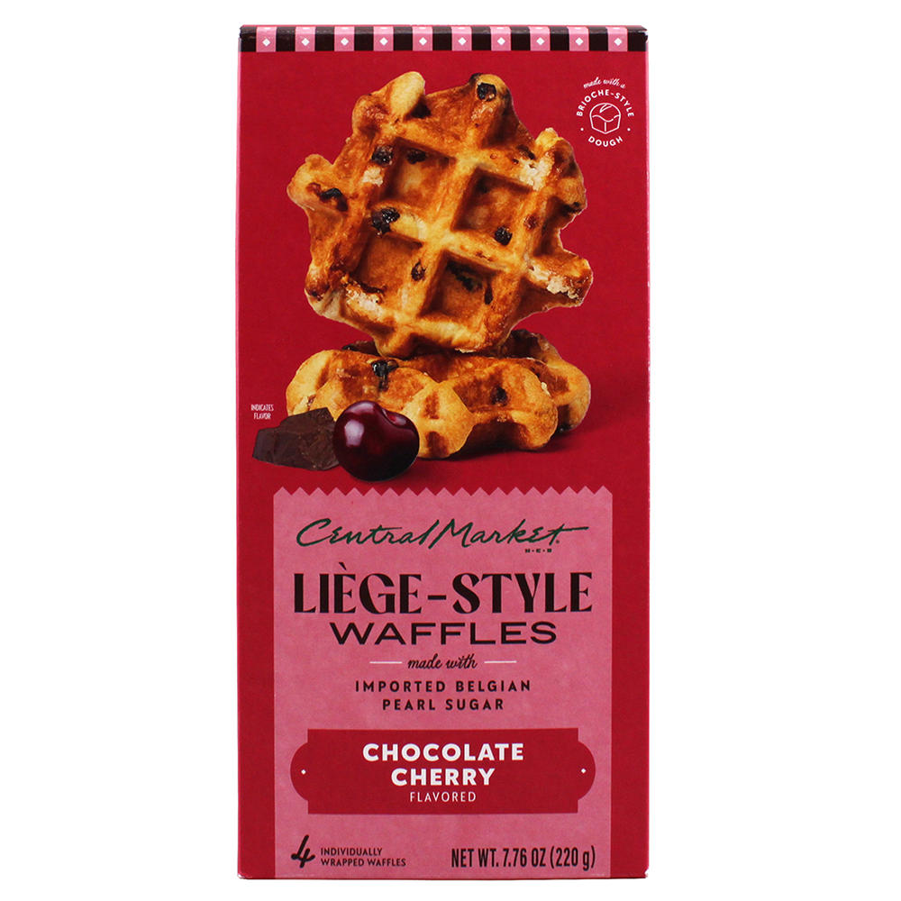 Central Market Frozen Liège Style Waffles - Chocolate Cherry, 4 ct