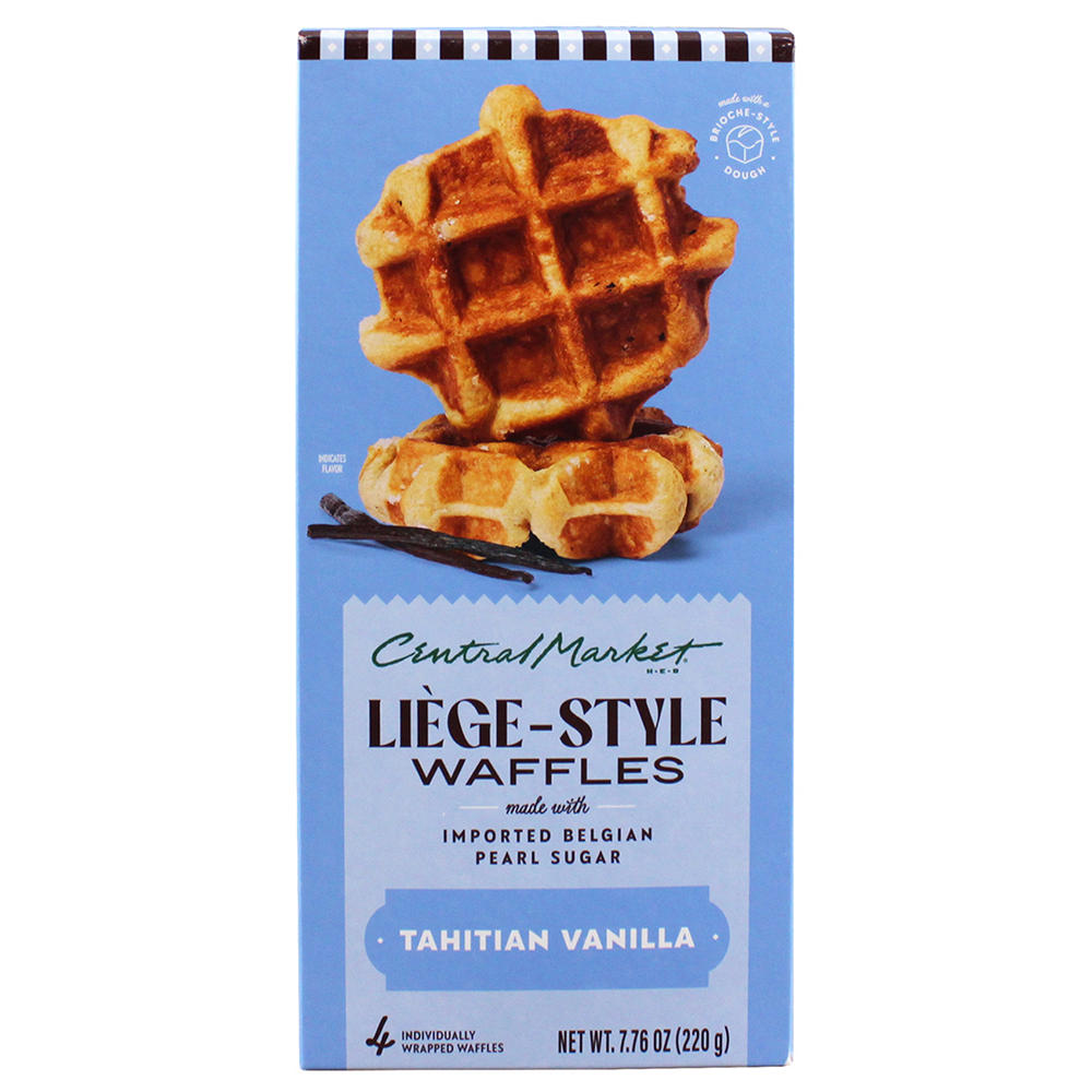Central Market Frozen Liège Style Waffles - Tahitian Vanilla, 4 ct