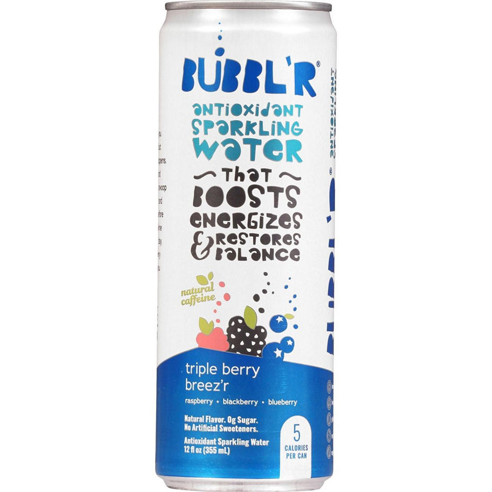 Bubbl'r Antioxidant Sparkling Water - Triple Berry Breez'r, 12 oz