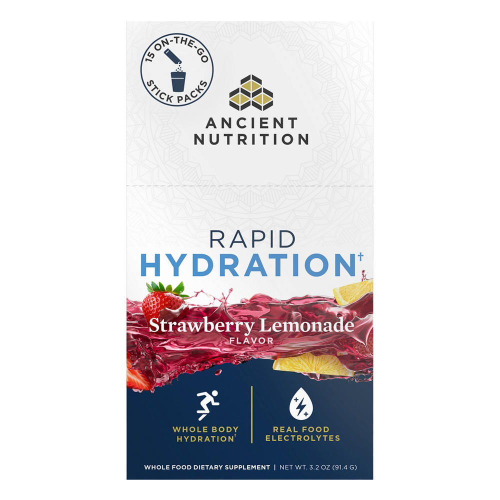 Ancient Nutrition Rapid Hydration Stick Packs - Strawberry Lemonade, 15 ct
