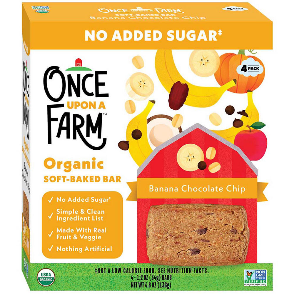 Once Upon a Farm Organic Soft-Baked Bar - Banana Chocolate Chip, 4 ct
