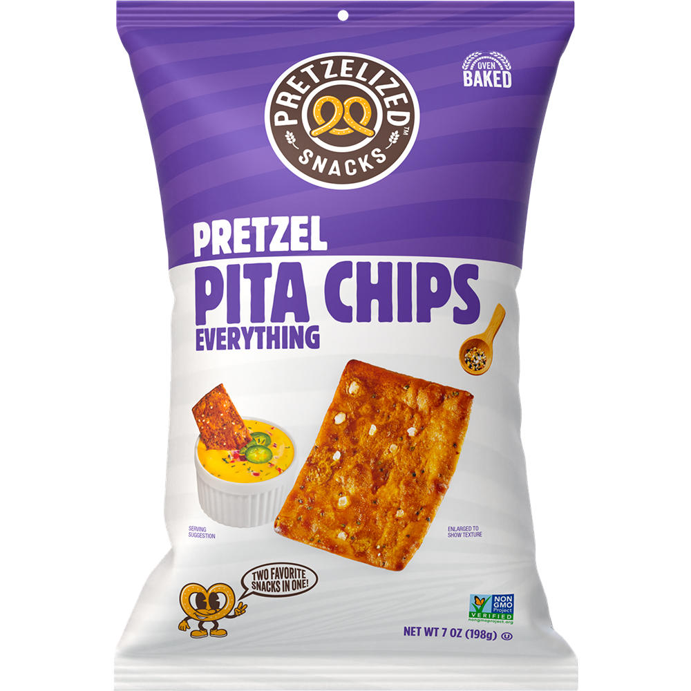 Pretzelized Snacks Pretzel Pita Chips - Everything, 7 oz