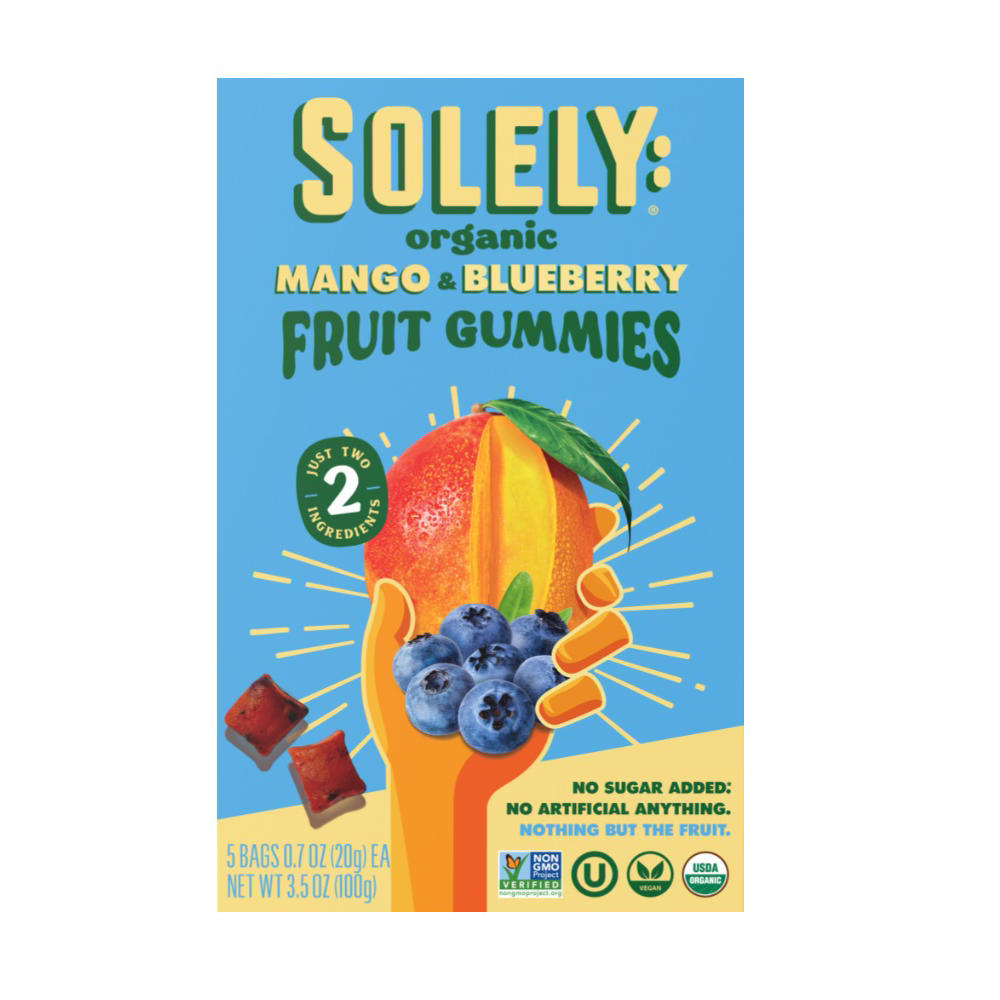 Solely Organic Mango & Bluebrrry Fruit Gummies, 5 ct