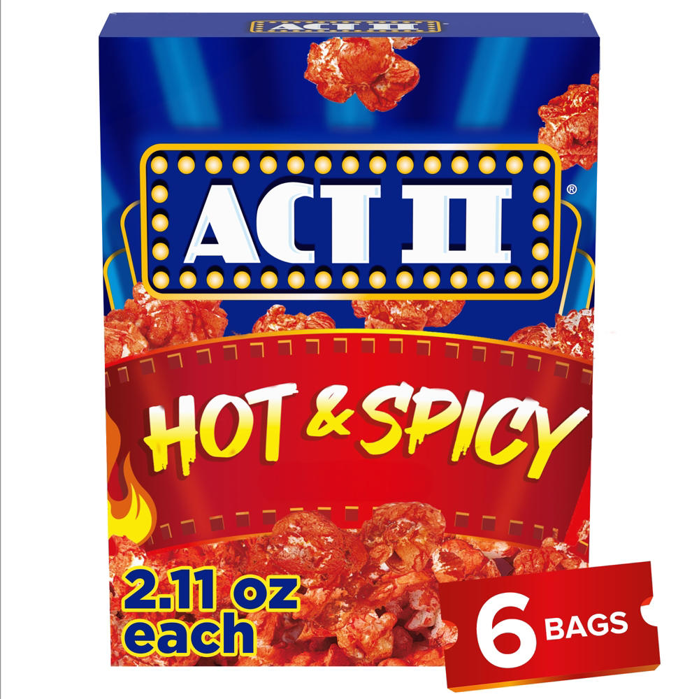 ACT II Hot & Spicy Microwave Popcorn Bags, 6 ct