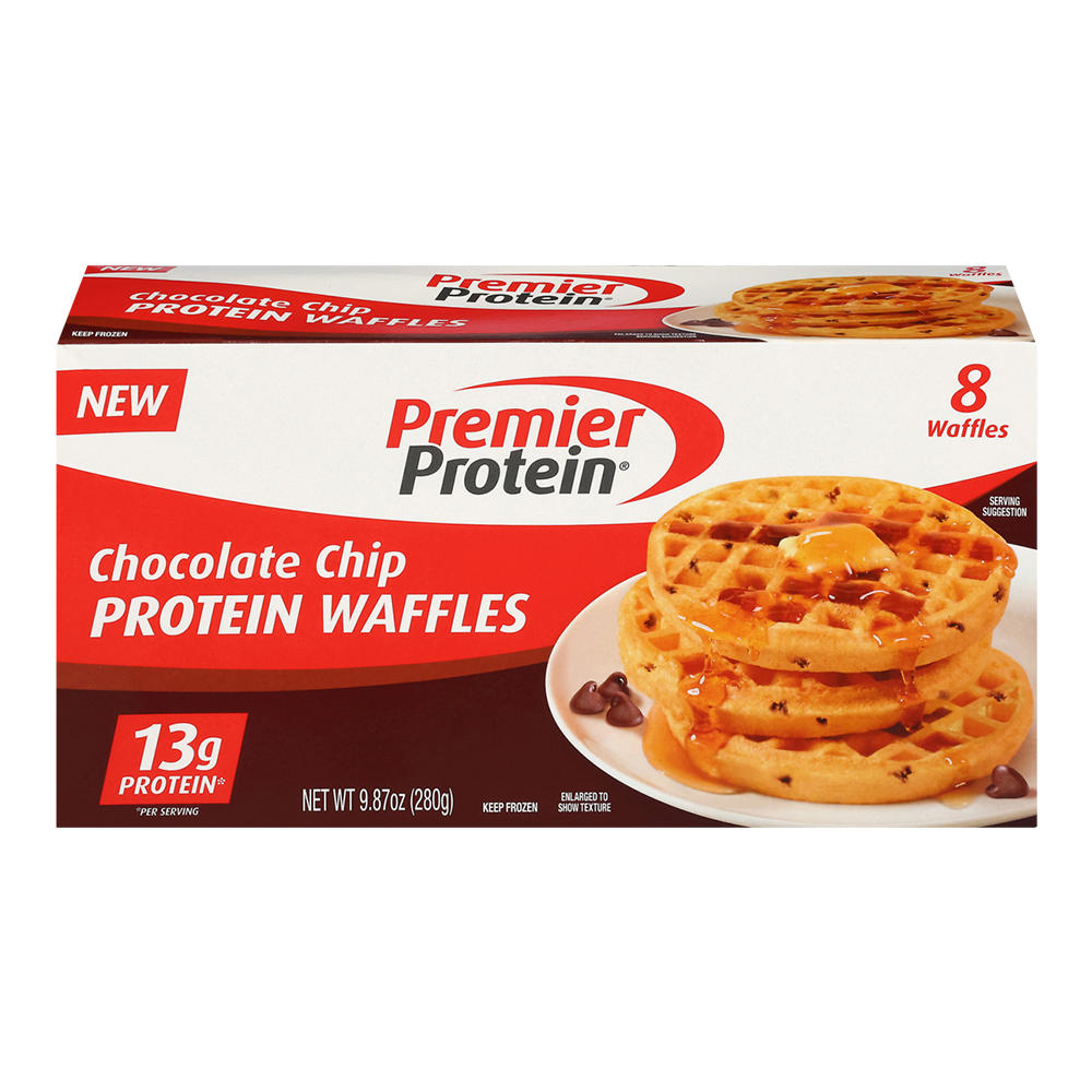 Premier Protein Chocolate Chip Frozen Waffles, 8 ct