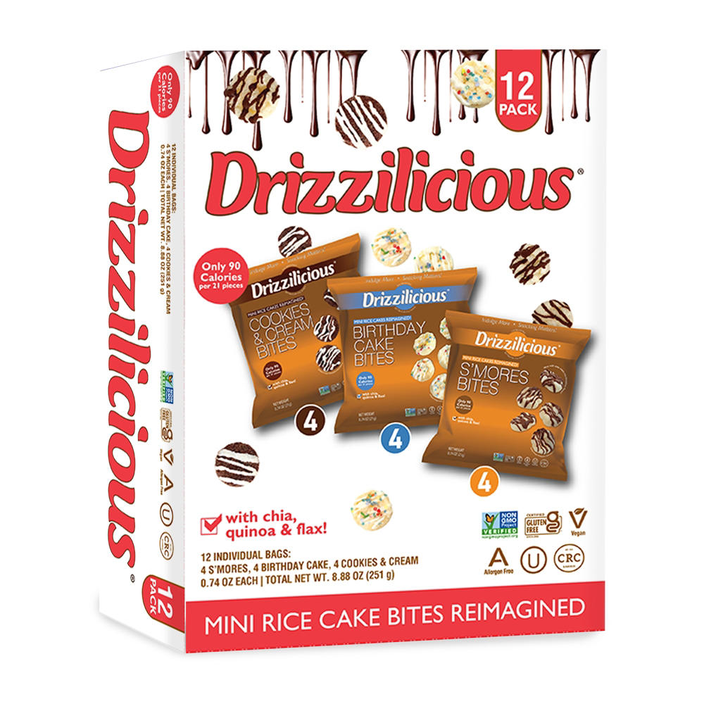 Drizzilicious Mini Rice Cakes Variety Pack Snack Box, 12 ct