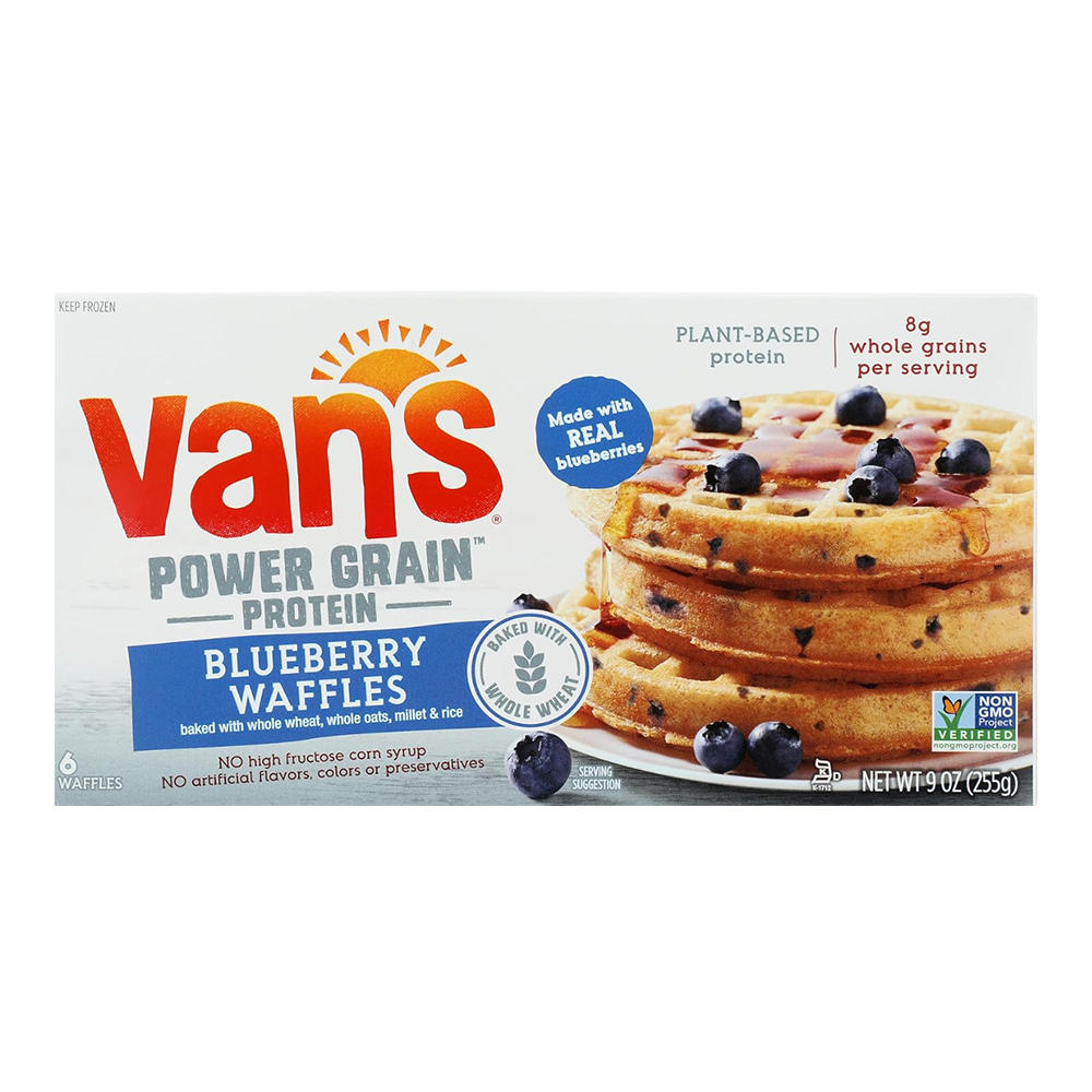 Van's Power Grain Plant Protein Blueberry Waffles, 6 ct