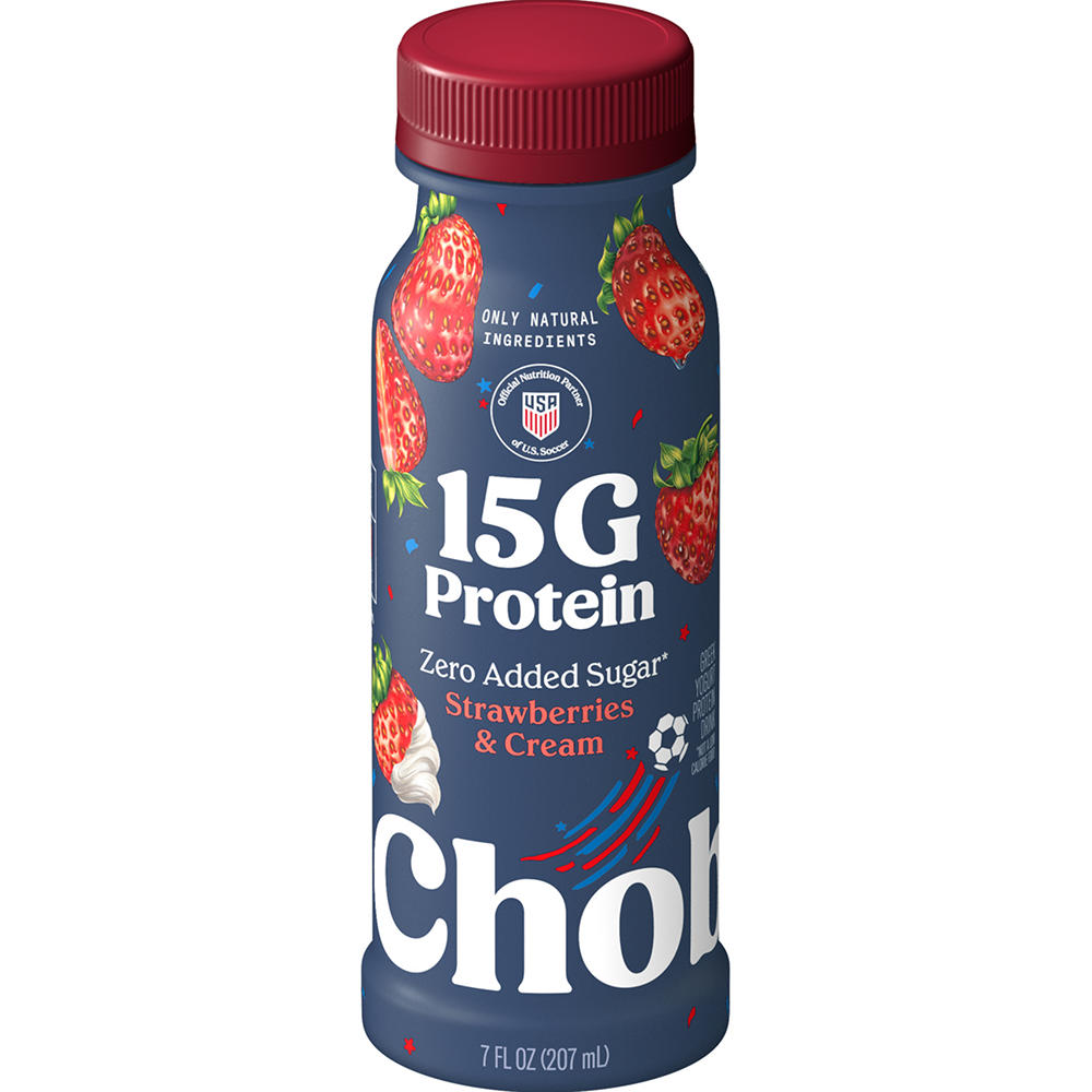 Chobani 15G Protein Zero Sugar Added Yogurt Drink - Strawberries & Cream, 7 oz