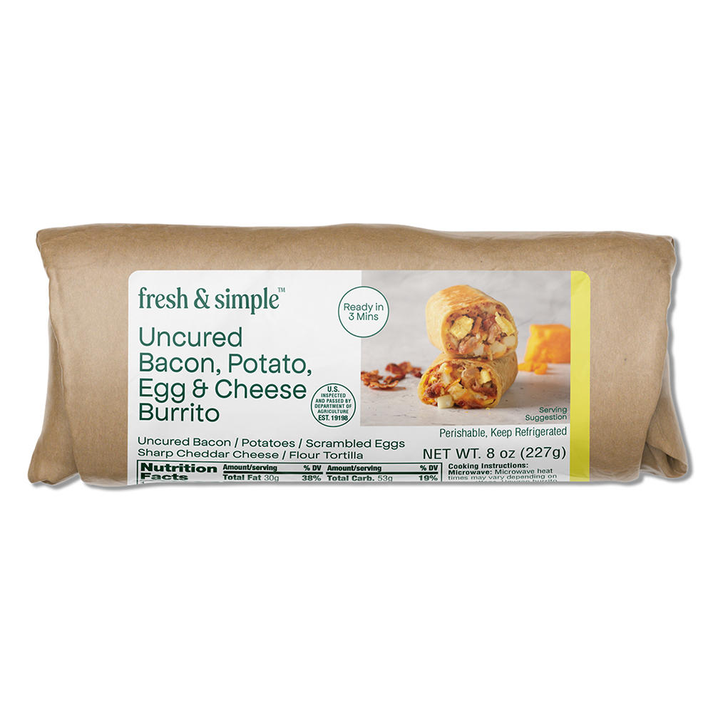 Fresh & Simple Bacon, Egg & Cheese Burrito, 8 oz