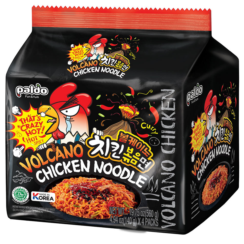 Paldo Volcano Chicken Instant Noodles Packs, 4 ct