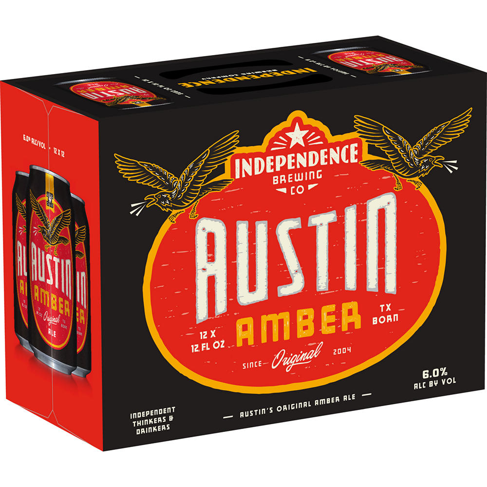 Independence Austin American Style Amber Ale Craft Beer 12 pk Cans, 12 oz