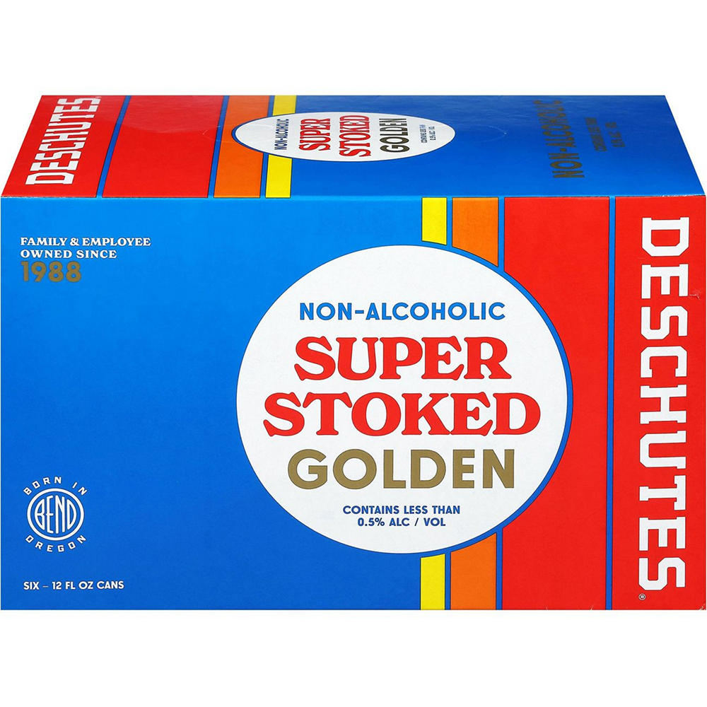 Deschutes Super Stoked Golden Ale Non Alcoholic Craft Beer 6 pk Cans, 12 oz