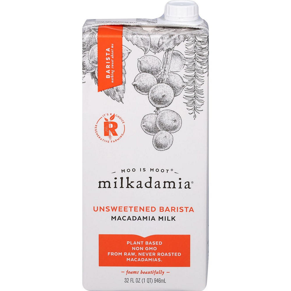Milkadamia Unsweet Barista Macadamia Milk, 32 oz