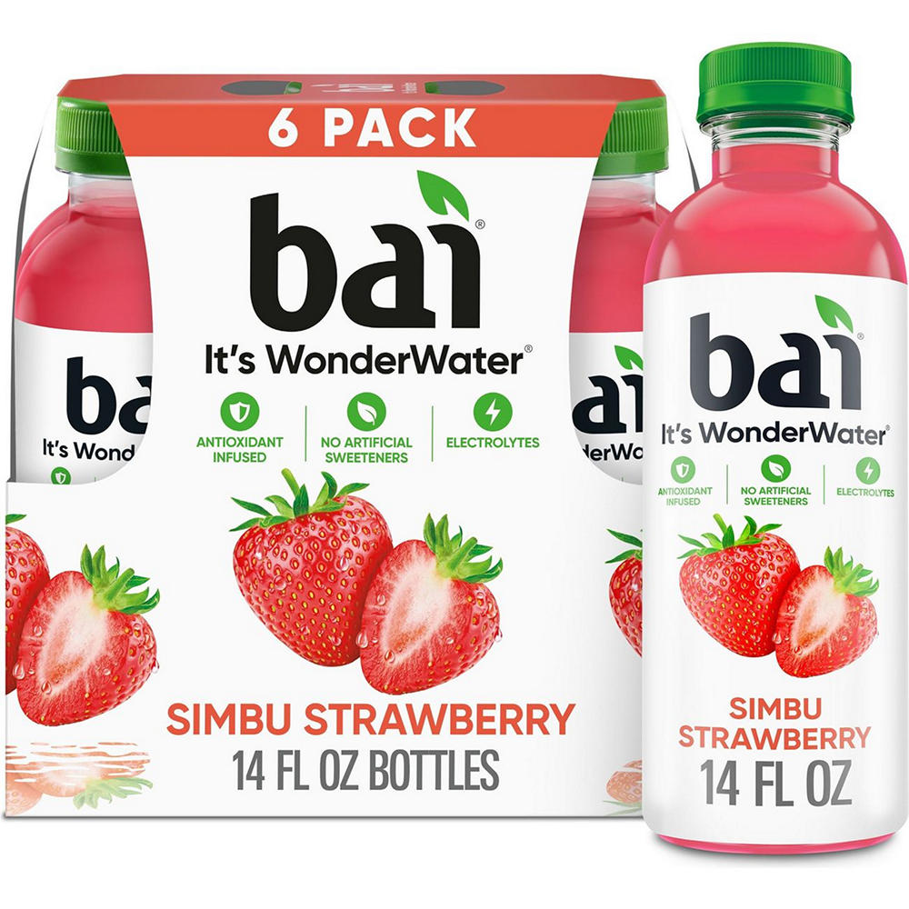 Bai Simbu Strawberry Antioxidant Infused WonderWater Beverage 6 pk Bottles, 14 oz
