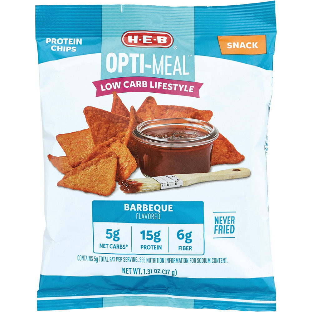 H-E-B OPTI-MEAL Low Carb 15g Protein BBQ Chips, 1.37 oz