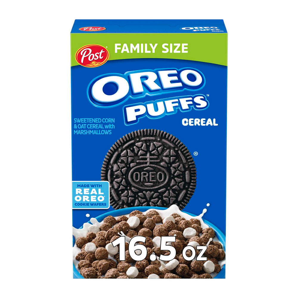 Post Oreo Puffs Cereal - Family Size, 16.5 oz