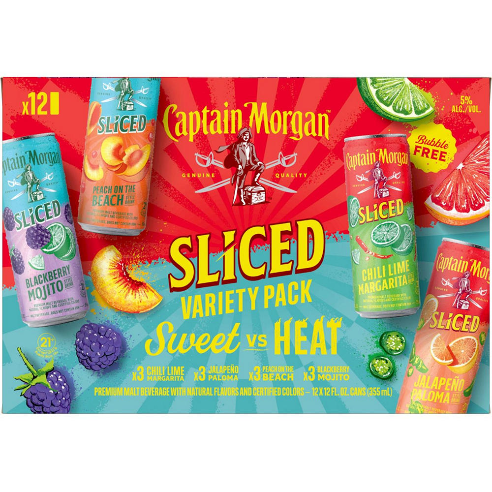 Captain Morgan Sliced Variety Sweet vs Heat 12 pk Cans, 12 oz