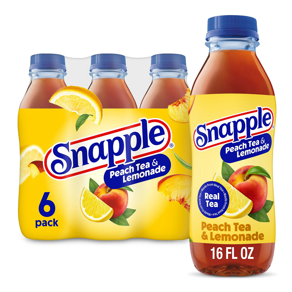 Snapple Peach Iced Tea & Lemonade 6 pk Bottles, 16 oz