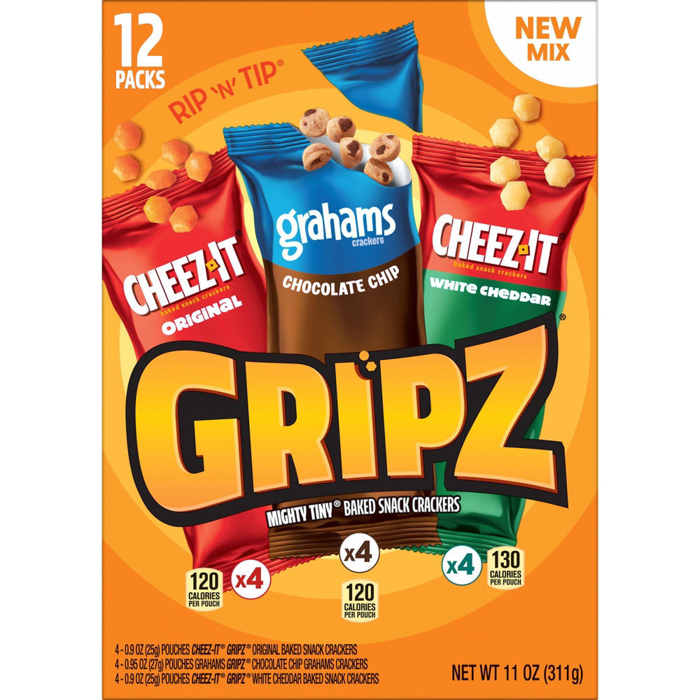 Cheez-It Gripz Mighty Tiny Baked Snack Crackers Variety Pack, 12 pk