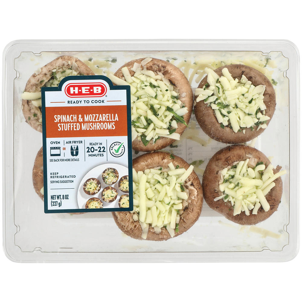 H-E-B Side Solutions - Spinach Mozzarella Stuffed Mushrooms, 8 oz