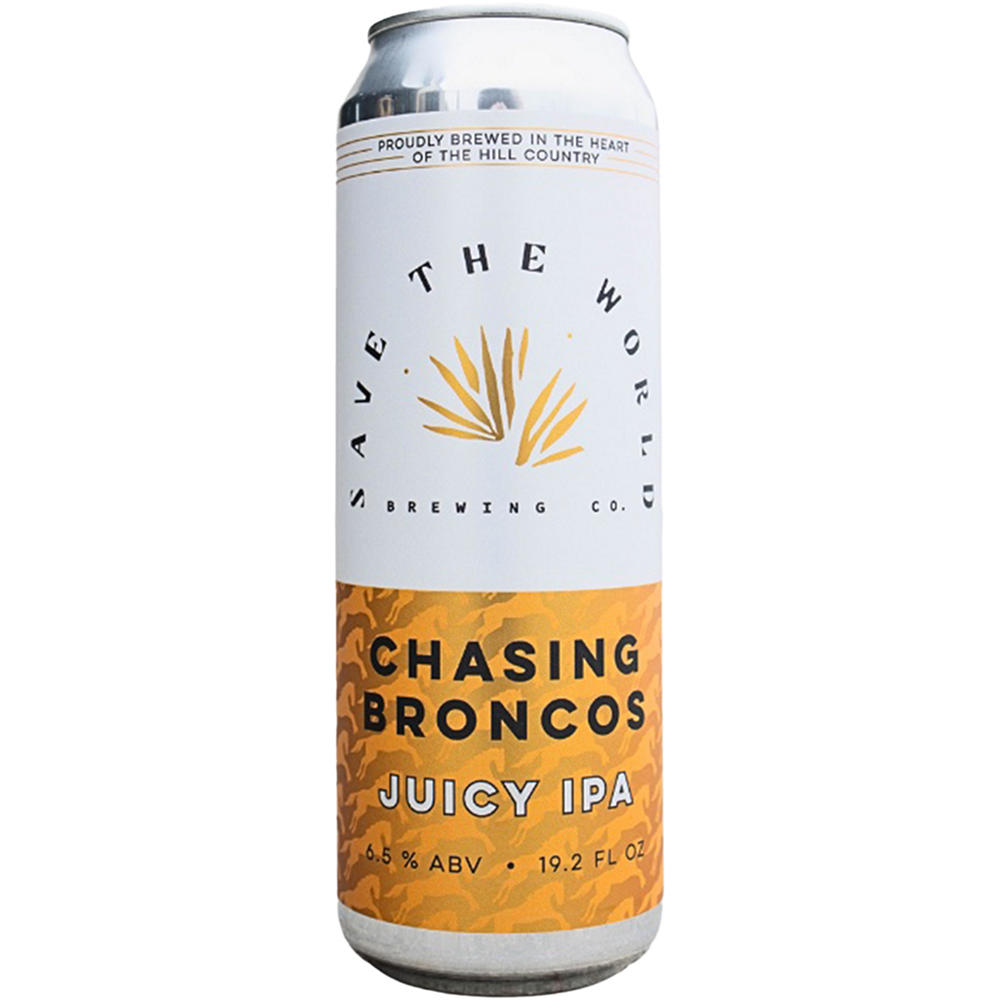 Save The World Brewing Co Chasing Broncos Juicy IPA Can, 19.2 oz