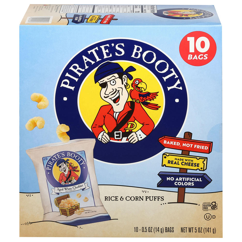 Pirate's Booty Aged White Cheddar Rice & Corn Puffs Multipack Bags, 10 ct